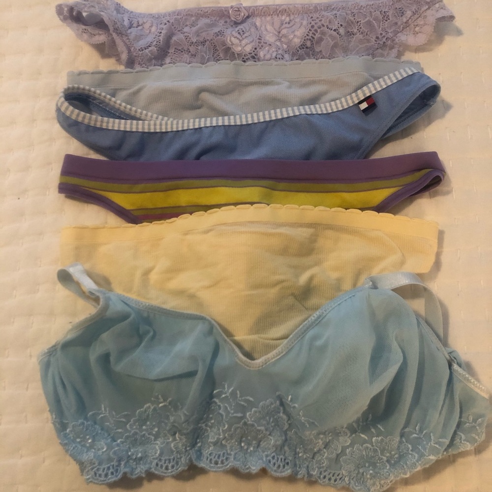 Thong underwear and one bra